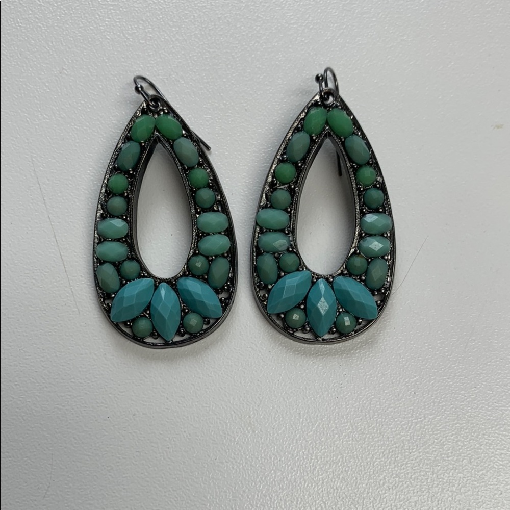 Elegant Turquoise & Silver Teardrop Earrings